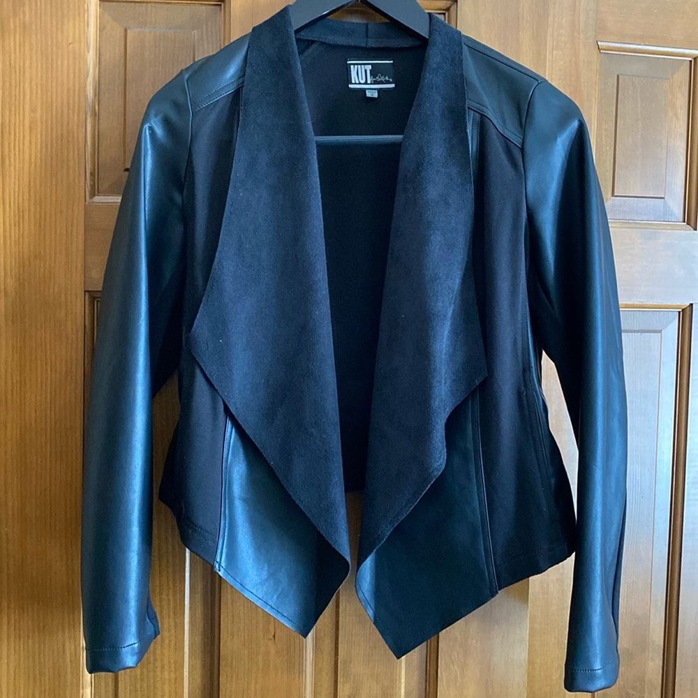 Black KUT from the Kloth faux leather shell in good condition (M)